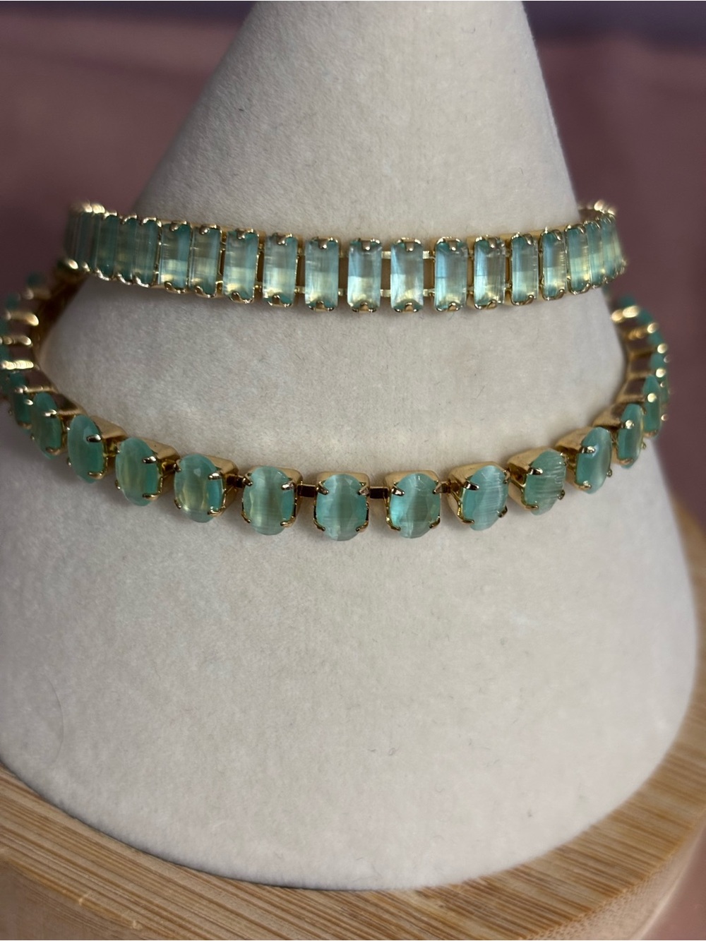Gold-Plated Green Gemstone Tennis Bracelets- Women Jewelry